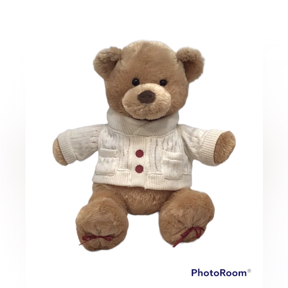 💚 GUND Bear “Nate” Wearing Cream Coloured Cardigan